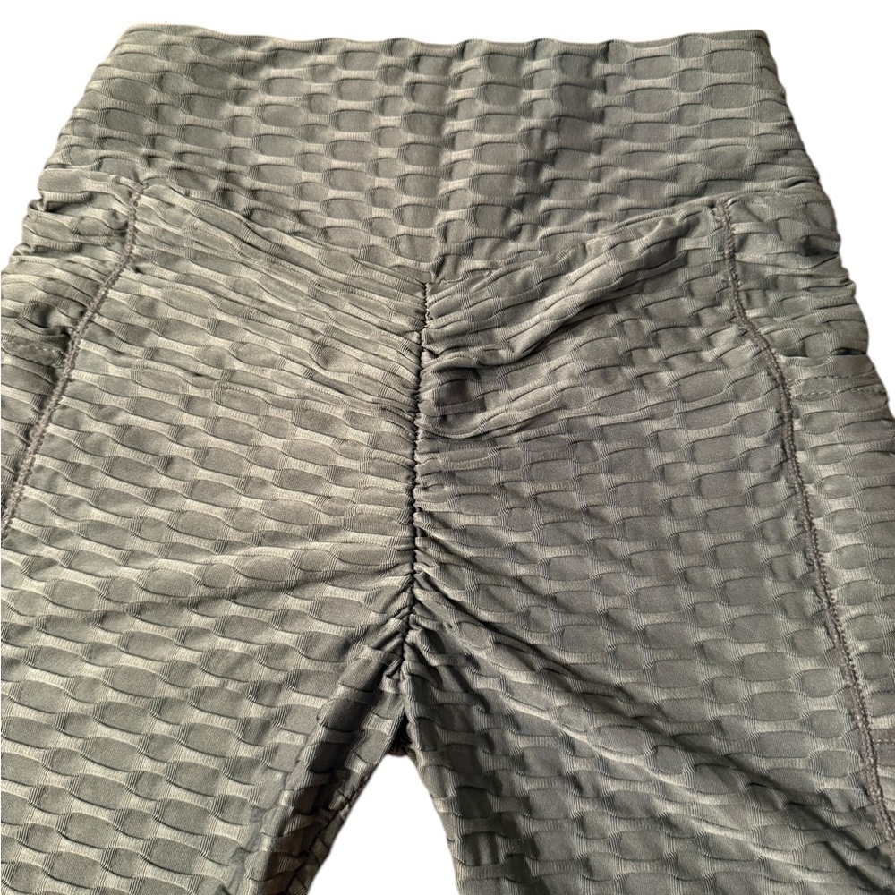 Yoga Pants High Waisted Anti Cellulite Gray Leggings with Pockets S/M - Picture 4 of 13